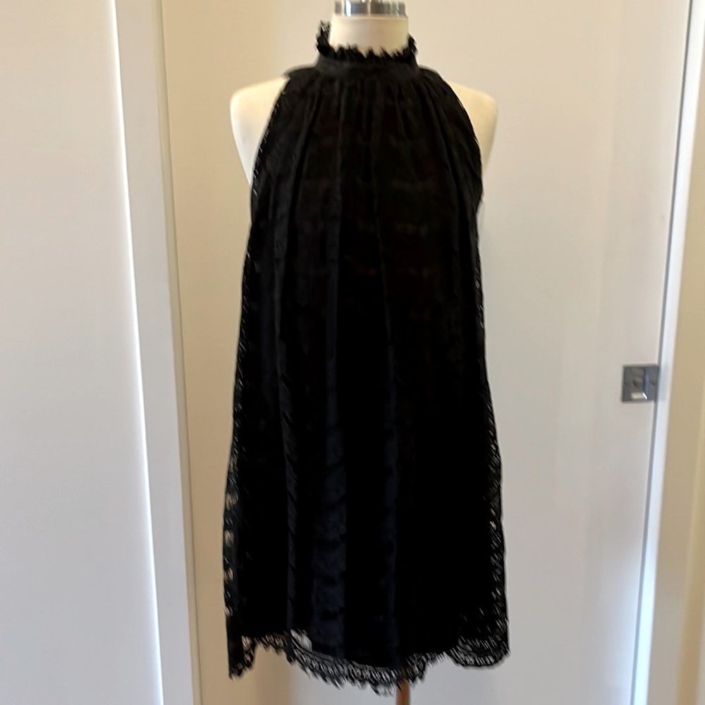 Milly black lace dress with keyhole back opening sz 2